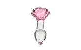 Pillow Talk Rosy Luxurious Glass Anal Plug With Clear Gem - - Butt Plugs